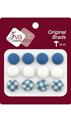 Zva Creative - Canvas Brads - Blueberry/Vanilla/Gingham  (sold in 3's)