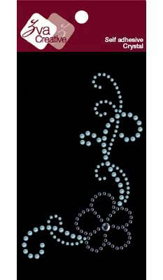 Zva Creative - Solitary Elegance Design - Corner Floral - Blue Crystal/Pearl  (sold in 3's)