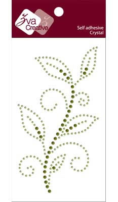 Zva Creative - Leafy Branch Crystal B - Olive/Lime  (sold in 3's)