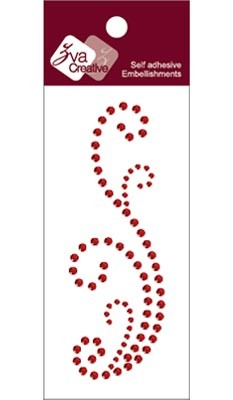 Zva Creative - Small Flourish A Crystal - Red  (sold in 3's)