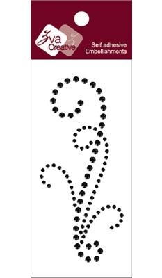Zva Creative - Small Flourish B Crystal - Jet  (sold in 3's)