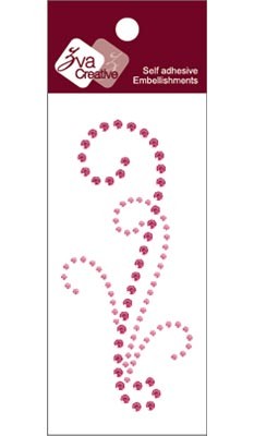 Zva Creative - Small Flourish B Crystal - Pink/Rosy  (sold in 3's)