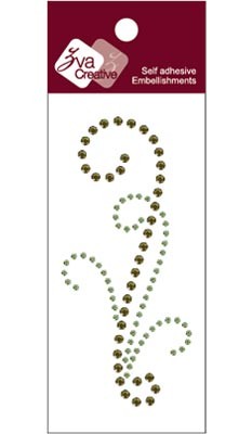 Zva Creative - Small Flourish B Crystal - Olive/Lime  (sold in 3's)