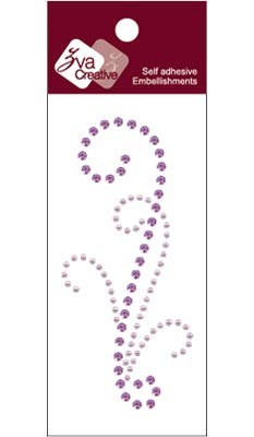 Zva Creative - Small Flourish B Crystal/Pearl - Lavender  (sold in 3's)