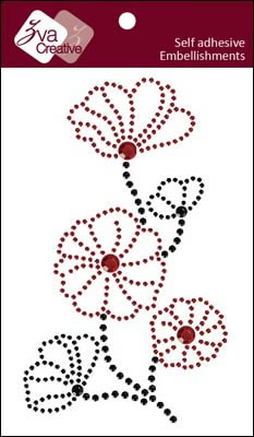 Zva Creative - Blooming - Red/Jet Crystal  (sold in 3's)