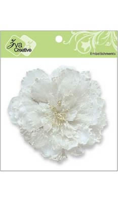 Zva Creative - 4.25" Frosty Flower - White  (sold in 3's)