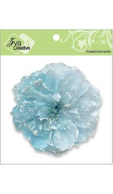 Zva Creative - 4.25" Frosty Flower - Soft Blue  (sold in 3's)