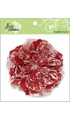 Zva Creative - 4.25" Frosty Flower - Scarlet  (sold in 3's)