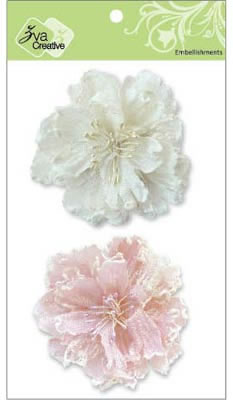 Zva Creative - 3" Dual-Frosty Flowers - White & Pink  (sold in 3's)