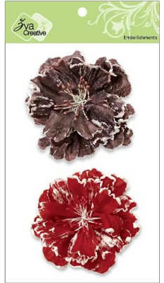 Zva Creative - 3" Dual-Frosty Flowers - Chestnut & Scarlet  (sold in 3's)