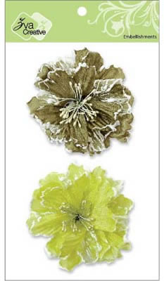 Zva Creative - 3" Dual-Frosty Flowers - Olive & Kiwi  (sold in 3's)