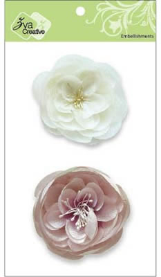 Zva Creative - 2.5" Dual-Frosty Flowers - White & Dusky Pink  (sold in 3's)