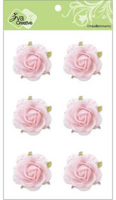Zva Creative - 1.5" Graceful Roses - Pink 6/pk  (sold in 3's)