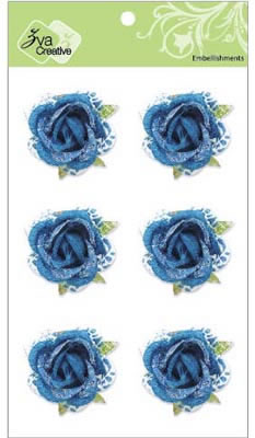 Zva Creative - 1.5" Graceful Roses - Blue 6/pk  (sold in 3's)