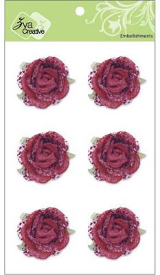 Zva Creative - 1.5" Graceful Roses - Scarlet 6/pk  (sold in 3's)