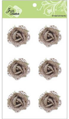 Zva Creative - 1.5" Graceful Roses - Taupe 6/pk  (sold in 3's)