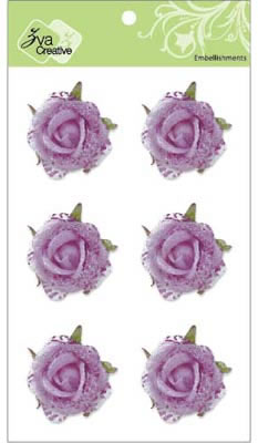 Zva Creative - 1.5" Graceful Roses - Purple 6/pk  (sold in 3's)