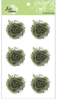 Zva Creative - 1.5" Graceful Roses - Olive 6/pk  (sold in 3's)