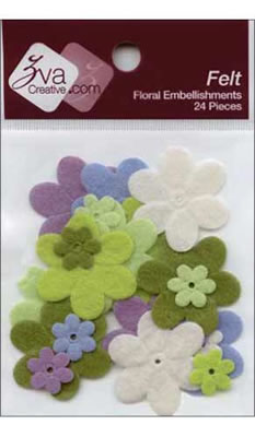 Zva Creative - Felt Flowers 1.6cm/3.5cm - Cool  (sold in 3's)
