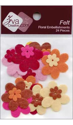 Zva Creative - Felt Flowers 1.6cm/3.5cm - Cozy  (sold in 3's)