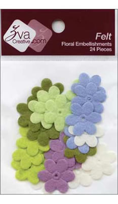 Zva Creative - Felt Flowers 2.5cm - Cool  (sold in 3's)