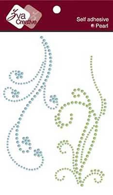 Zva Creative - Pearl Fire & Ice Flourishes - Soft Blue/Lime  (sold in 3's)