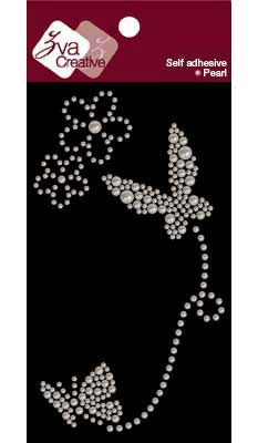 Zva Creative - Pearl Solitary Elegance - Double Butterflies & Flowers - White  (sold in 3's)
