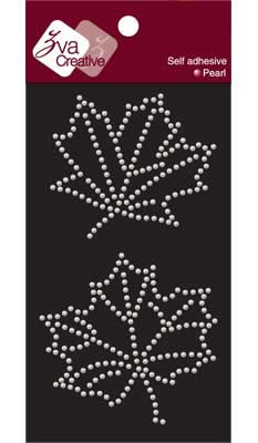 Zva Creative - Maple Leaves Pearl & Crystal - White  (sold in 3's)