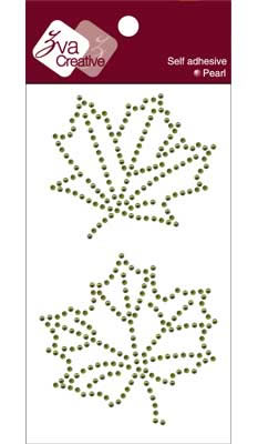 Zva Creative - Maple Leaves Pearl & Crystal - Olive  (sold in 3's)